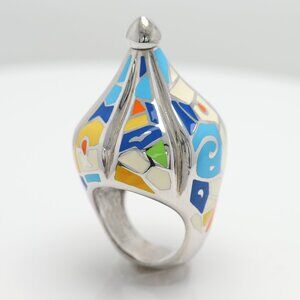 Art Ring Sterling Silver famous artist Enamel Inspired Artistic Ring